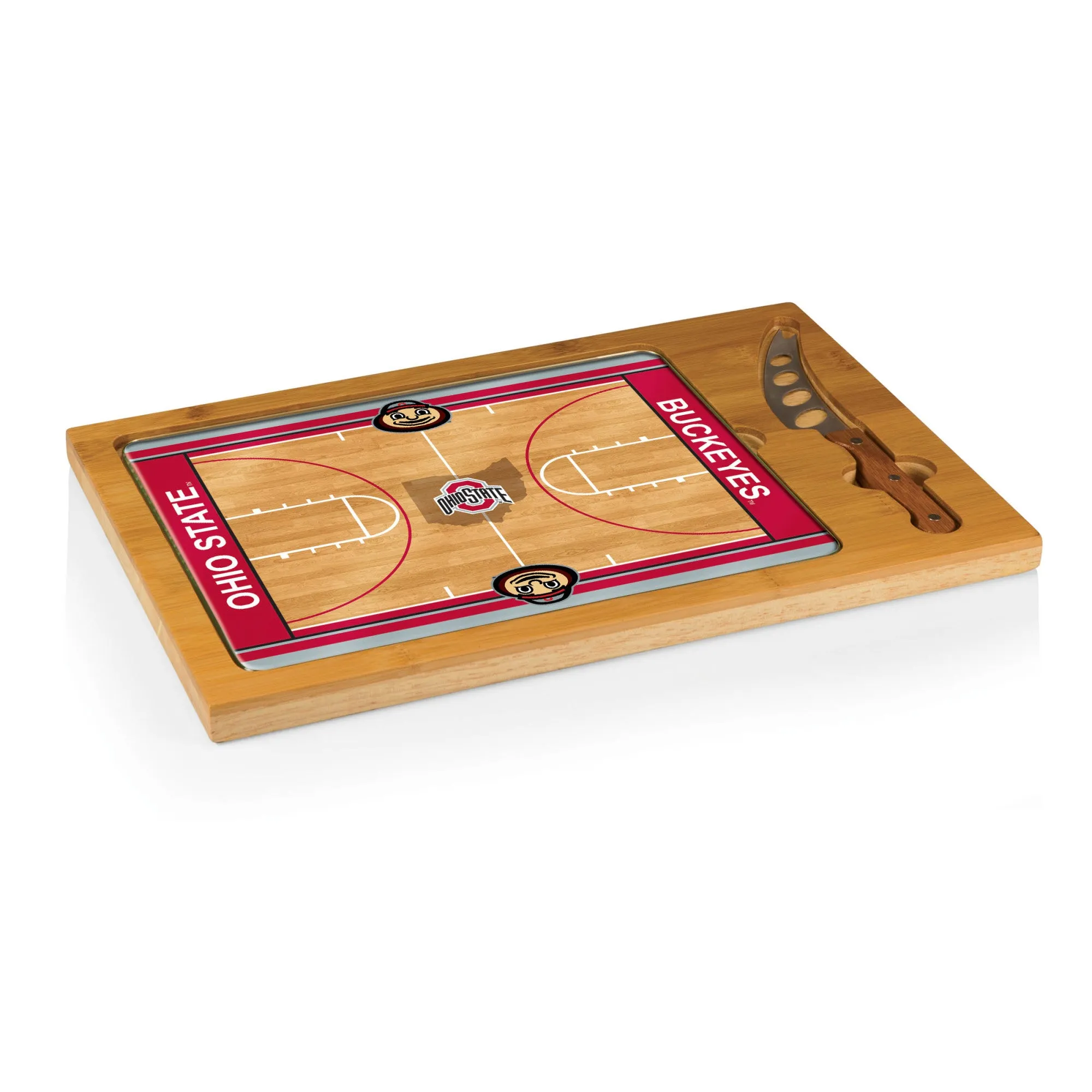 Ohio State Buckeyes - Icon Glass Top Cutting Board & Knife Set