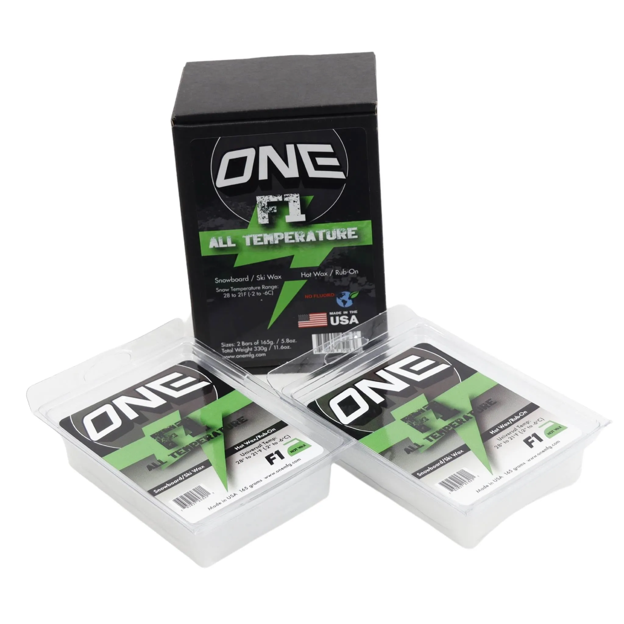 One MFG F1 Ski and Snowboard Wax - Any Condition 2 Pack -330g