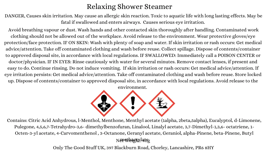 Only The Good Stuff- The Relaxing Shower Steamer