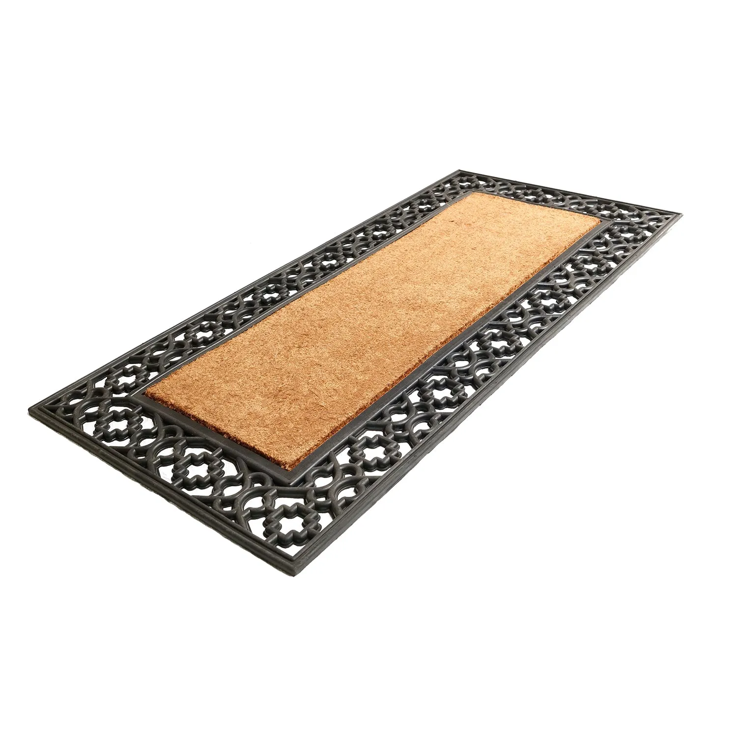 OnlyMat Elegant Oblong Shaped Rubber Coir Moulded Door Mat 55cm x 120cm