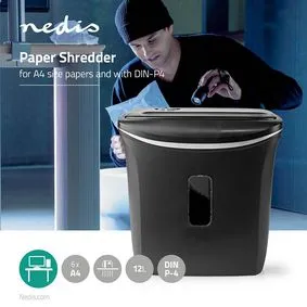 Paper Shredder 6x A4 pages | 12 l | Safety standard: DIN 4 | 300 W | Black