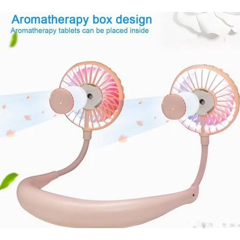 Personal Cooling Fan Neck Fan With Illumination and Aromatherapy Capable