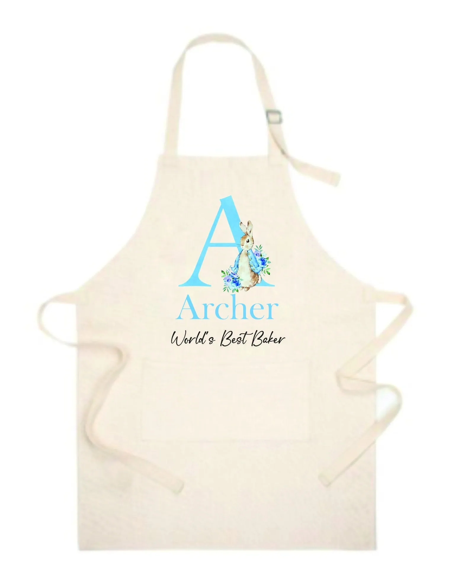 Personalised Peter Rabbit Initial Apron - Blue