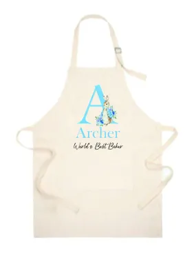 Personalised Peter Rabbit Initial Apron - Blue