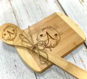 Personalized Cutting Board Wooden Spoon Set