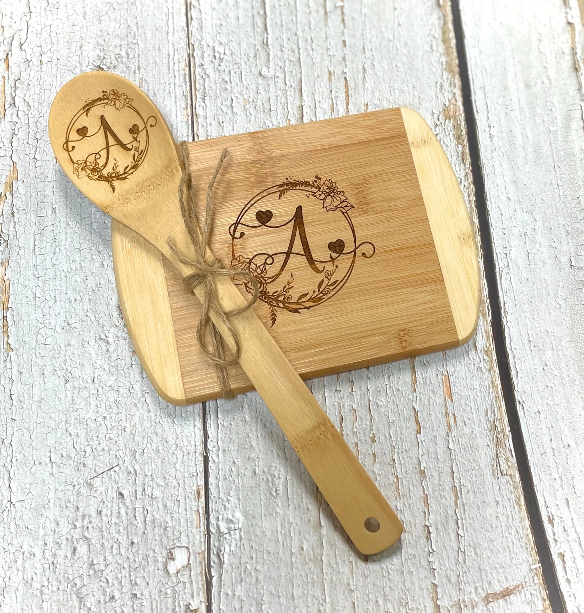 Personalized Cutting Board Wooden Spoon Set