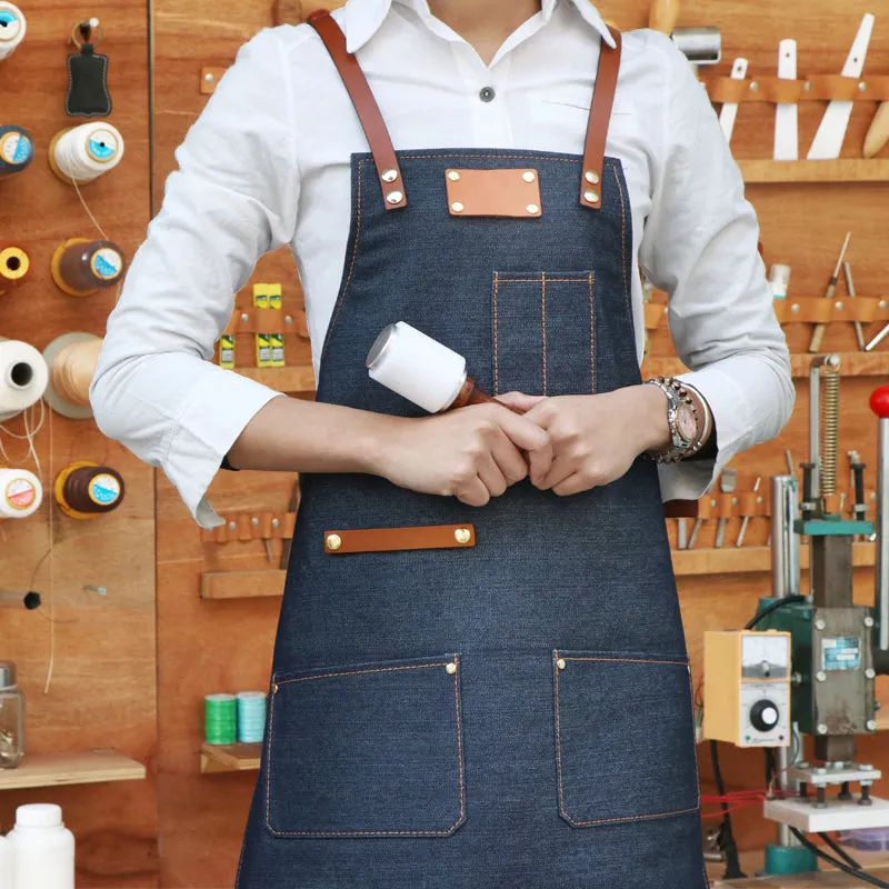 Personalized Denim Apron Work Apron Studio Apron Painter Apron Server Apron Adult Apron Workshop Apron ZW199-15