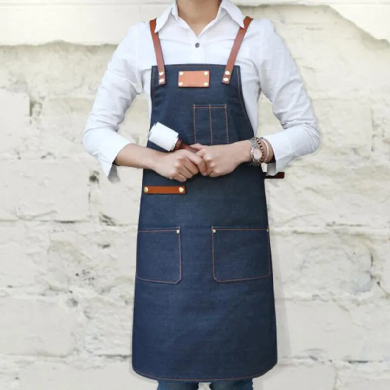 Personalized Denim Apron Work Apron Studio Apron Painter Apron Server Apron Adult Apron Workshop Apron ZW199-15