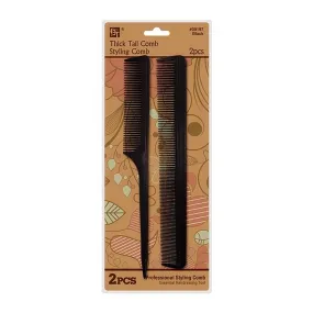 PLASTIC COMB SET THICK TALL COMB 9" STYLING COMB 8.75" (BLACK)