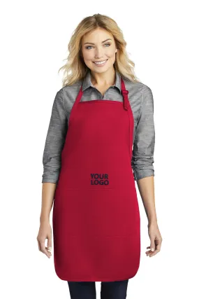 Port Authority Easy Care Full-Length Branded Aprons with Stain Release, Red