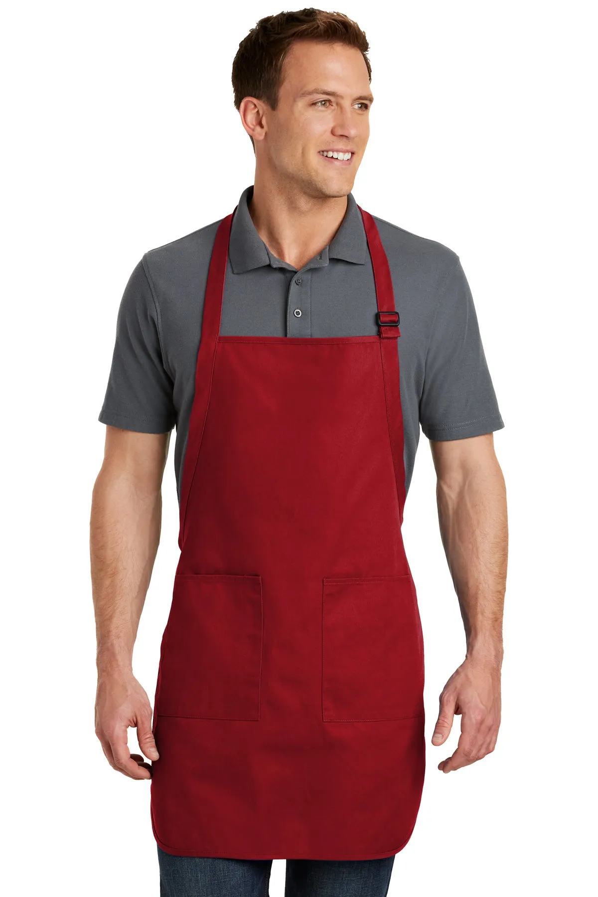 Port Authority Full-Length Custom Aprons with Pockets, Red