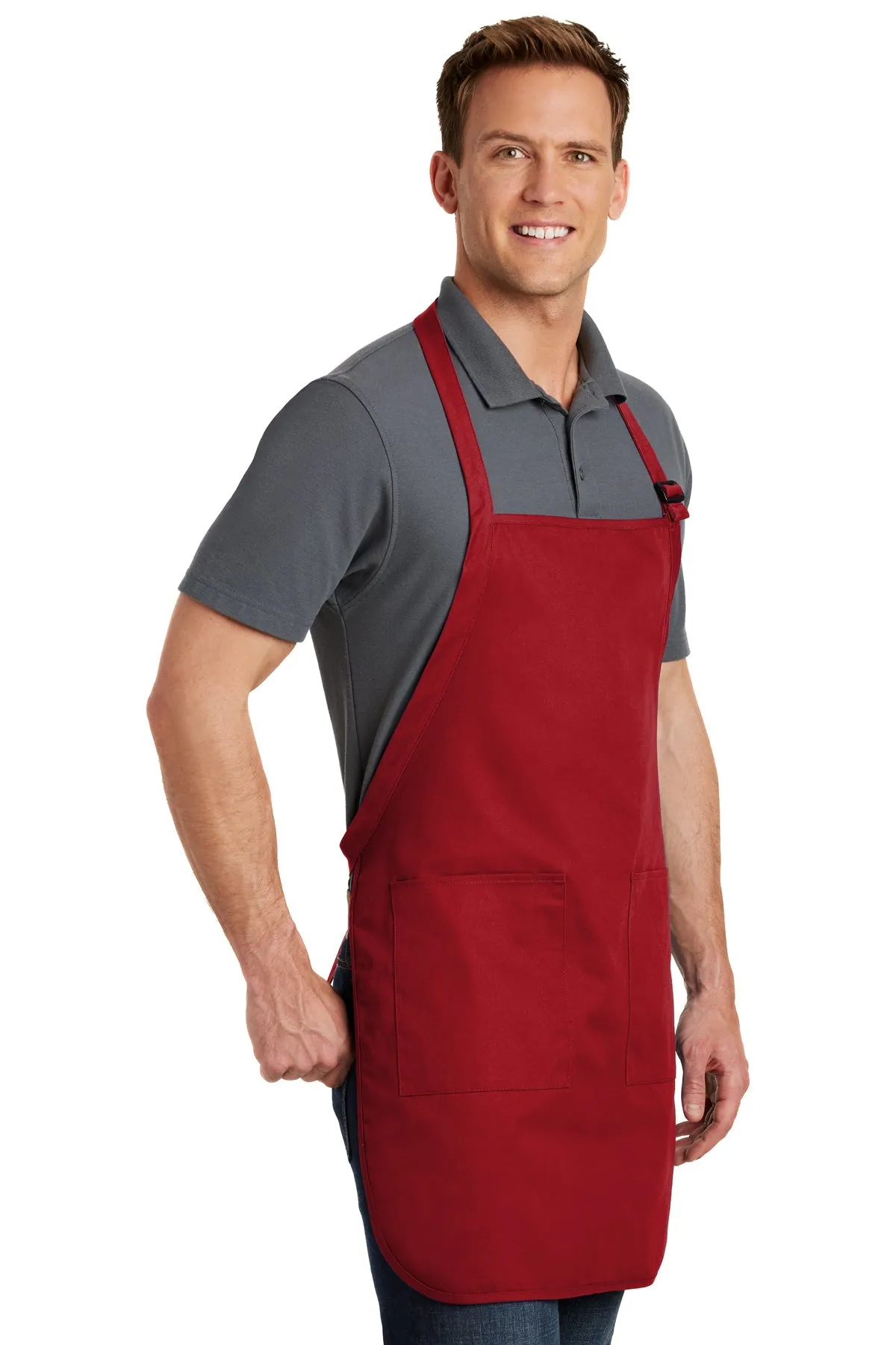 Port Authority Full-Length Custom Aprons with Pockets, Red