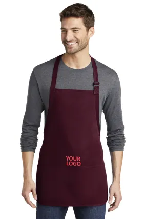 Port Authority Medium-Length Custom Aprons with Pouch Pockets, Maroon