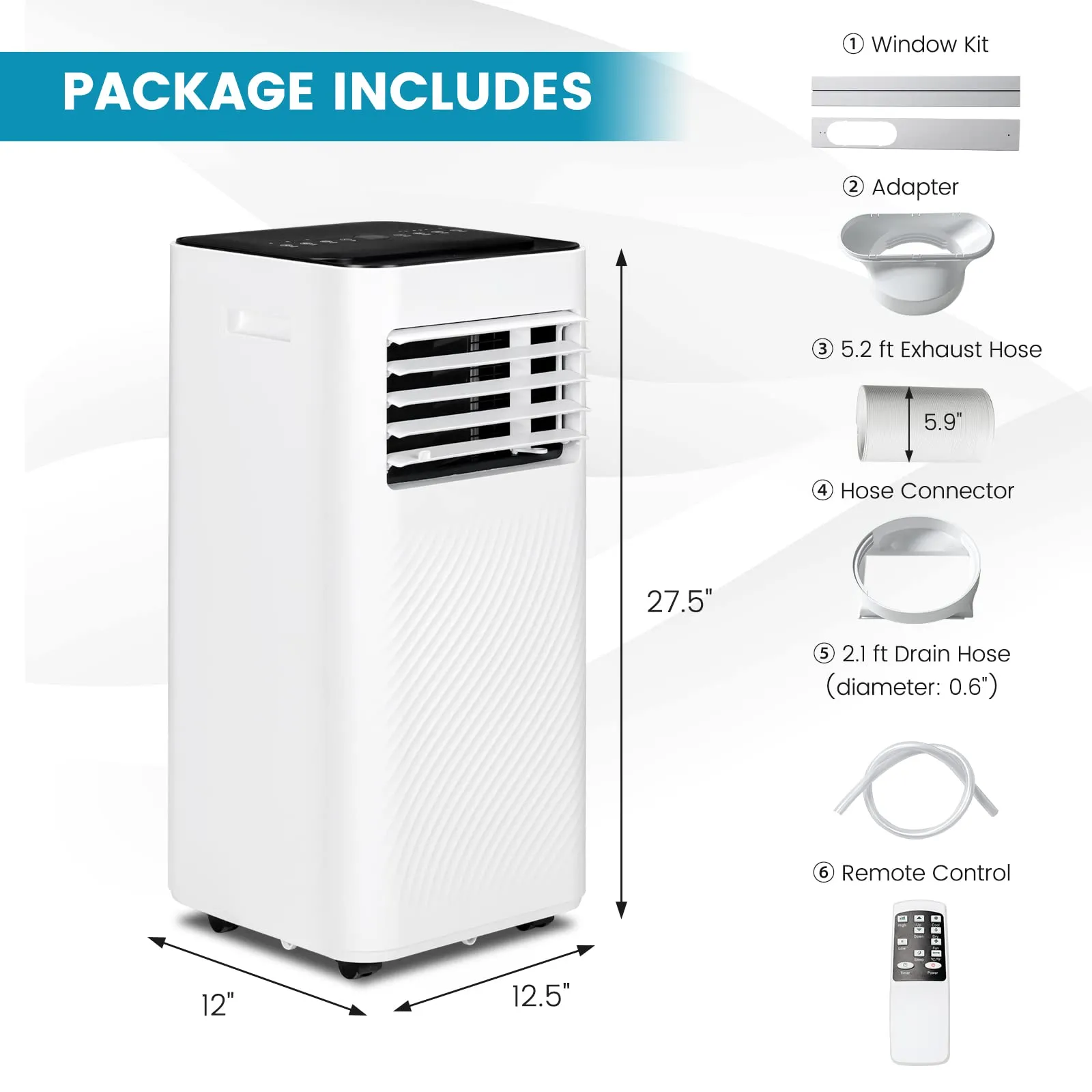 Portable Air Conditioner, 10000 BTU Powerful AC Unit with Remote Control and 4 Casters