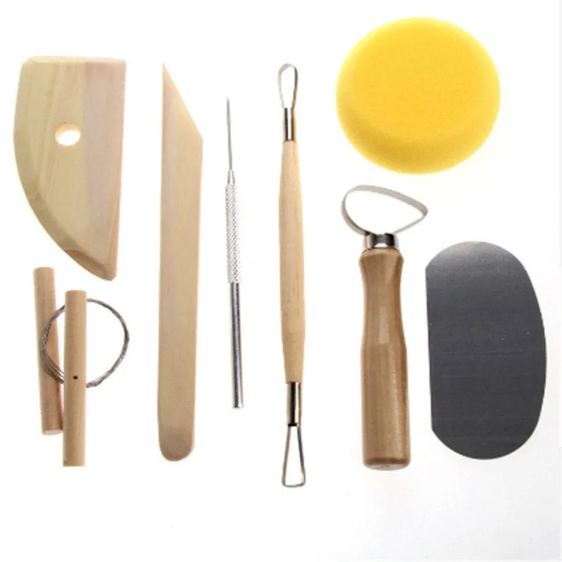 Pottery Clay Ceramic Modeling Tools Set 8pcs - Clay Sculpting Shaping Carving Smoothing Wax Tools - Soft Medium - Art Pottery Supplies