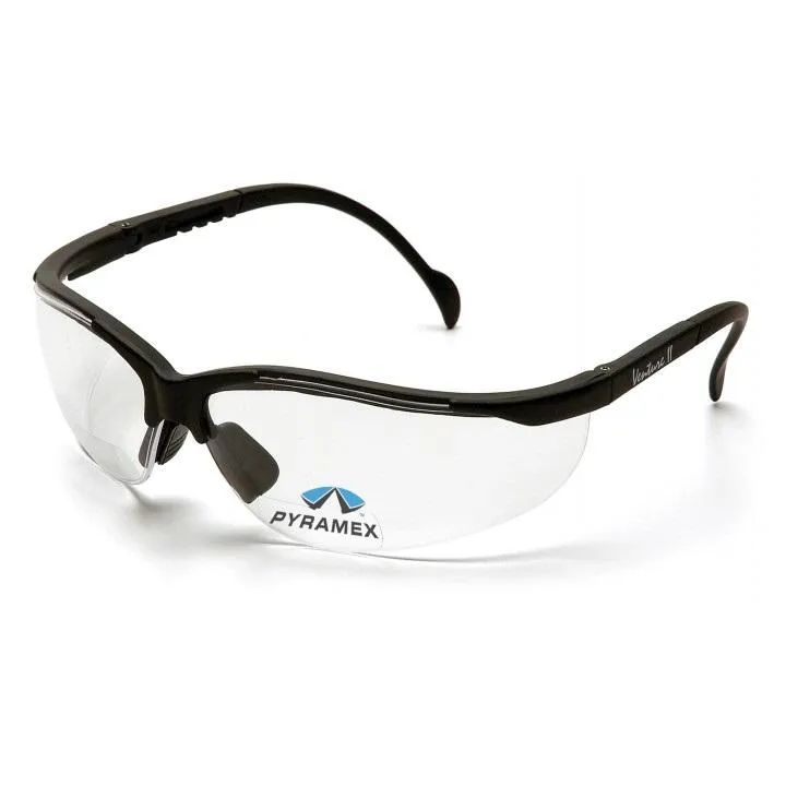 Pyramex Venture 2 Reader Safety Glasses, Clear Lens with RX Bifocal, Adjustable Temples, and Rubber Nosepiece