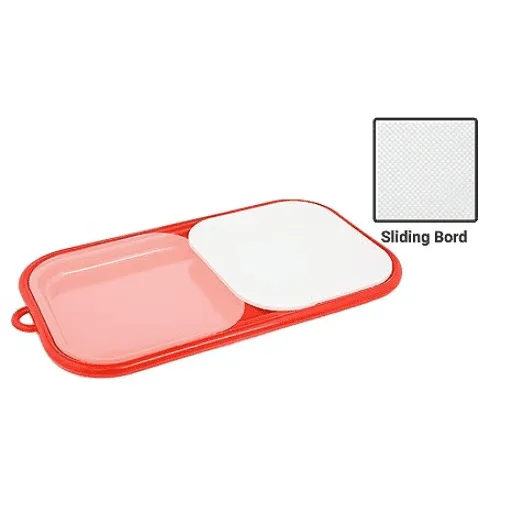 Red Plastic Chopping Board with Sliding Tray for Vegetable, Fruits, Meat and Salad