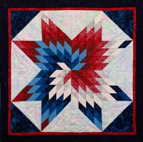 Red, White and Blue Spiral Star Quilt Pattern