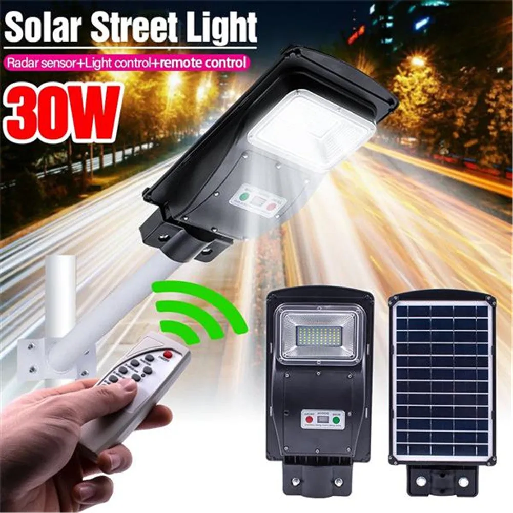 REDCOLOURFUL 30w 60leds Solar Street Path Light Ultra-bright Light Outdoor Wall Road Lamp Black