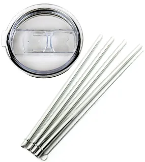 Replacement Lid for Ozark Trail 30 oz   4 Stainless Steel Straws CocoStraw Vacuum Yeti RTIC Tumbler Rambler Drinking Cup