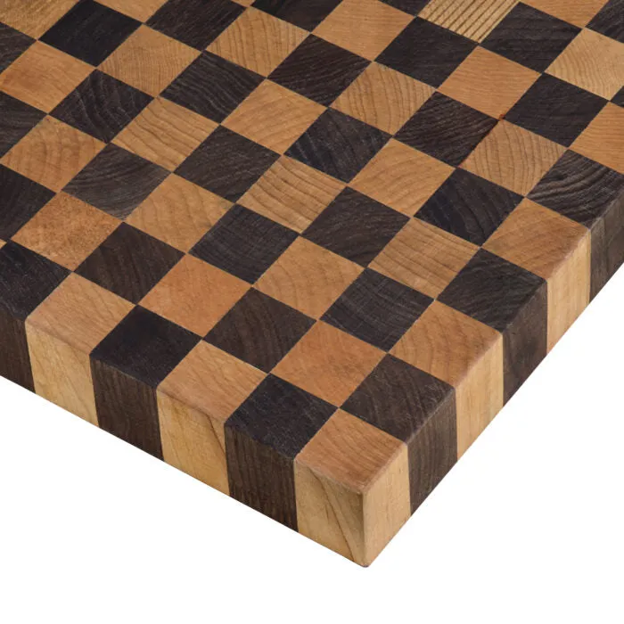 Ruvati 17 x 16 x 2 inch thick End-Grain American Walnut and Maple Checkered Butcher Block Solid Wood Cutting Board – RVA2445CHK