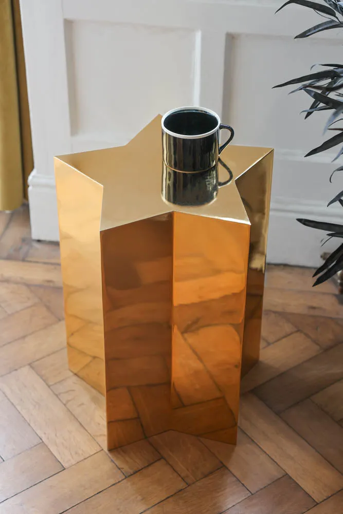 Shiny Gold Star Side Table