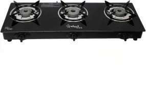 Sigri-wala 3B PNG/CNG Compatible Battery less Glass Automatic Gas Stove (3 Burners)