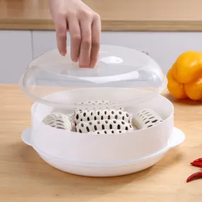 Single/Double Tier Microwave Food Steamer for Dumplings, Veggies & Fish