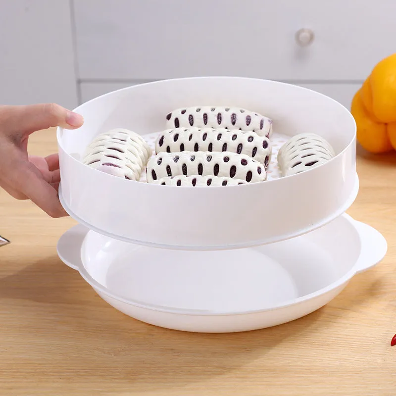 Single/Double Tier Microwave Food Steamer for Dumplings, Veggies & Fish