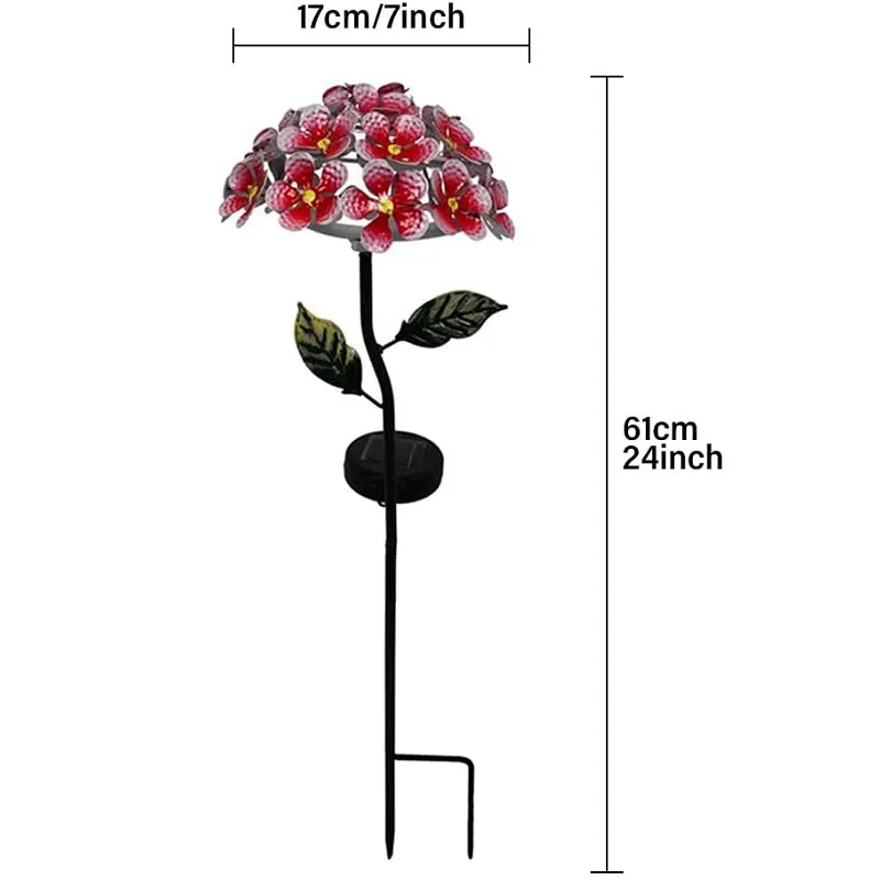 Solar Lawn Garden Iron Stake Hydrangea Flower Light