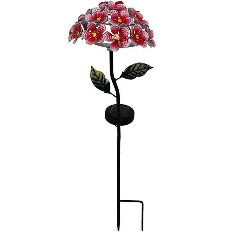 Solar Lawn Garden Iron Stake Hydrangea Flower Light