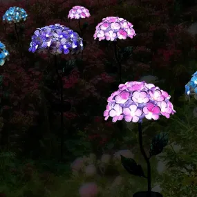 Solar Lawn Garden Iron Stake Hydrangea Flower Light