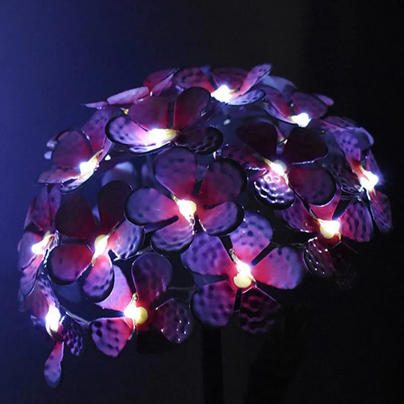 Solar Lawn Garden Iron Stake Hydrangea Flower Light