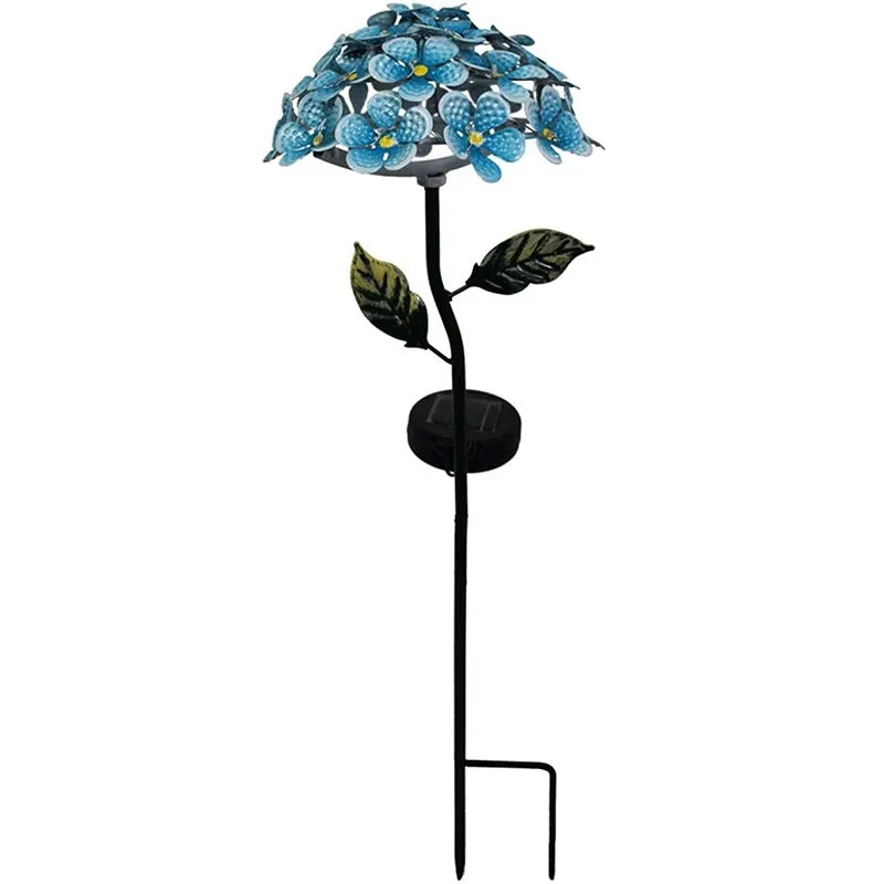 Solar Lawn Garden Iron Stake Hydrangea Flower Light