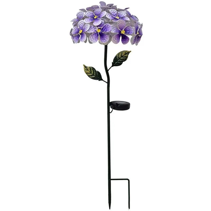 Solar Lawn Garden Iron Stake Hydrangea Flower Light