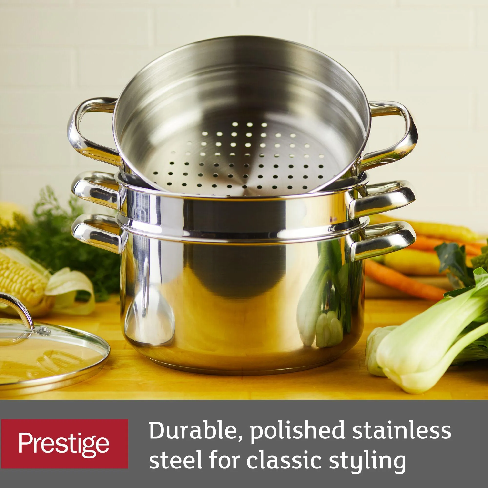 Stainless Steel 6-Quart Steamer Set with Basket