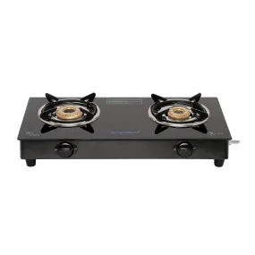 Surya Flame LPG Gas Stove 2 Burner Glass Top Lifestyle Cooktop With BIS Certified Doorstep Warranty 2 Years (Black)