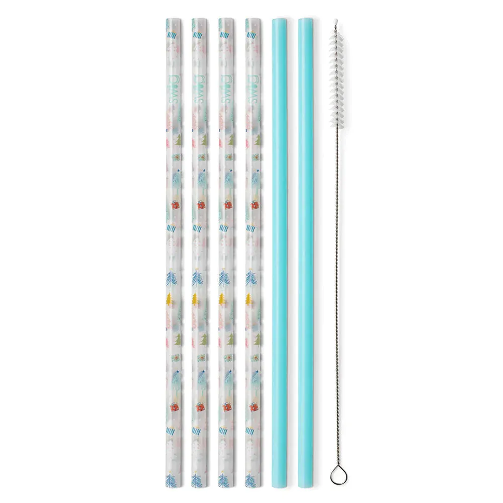 Swig Reusable Straw Set - Sugar Trees   Aquamarine