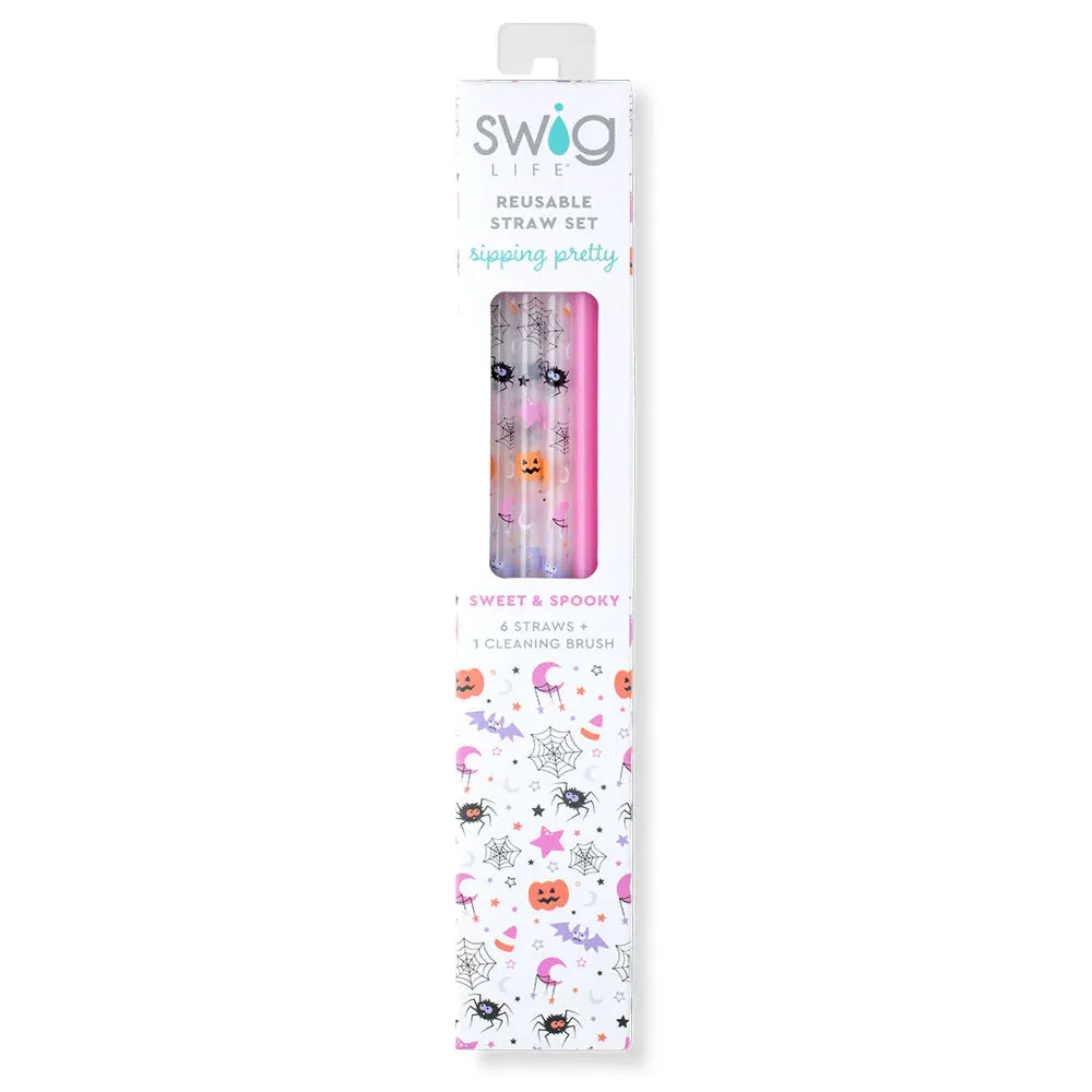 Swig Reusable Straw Set - Sweet and Spooky   Pink