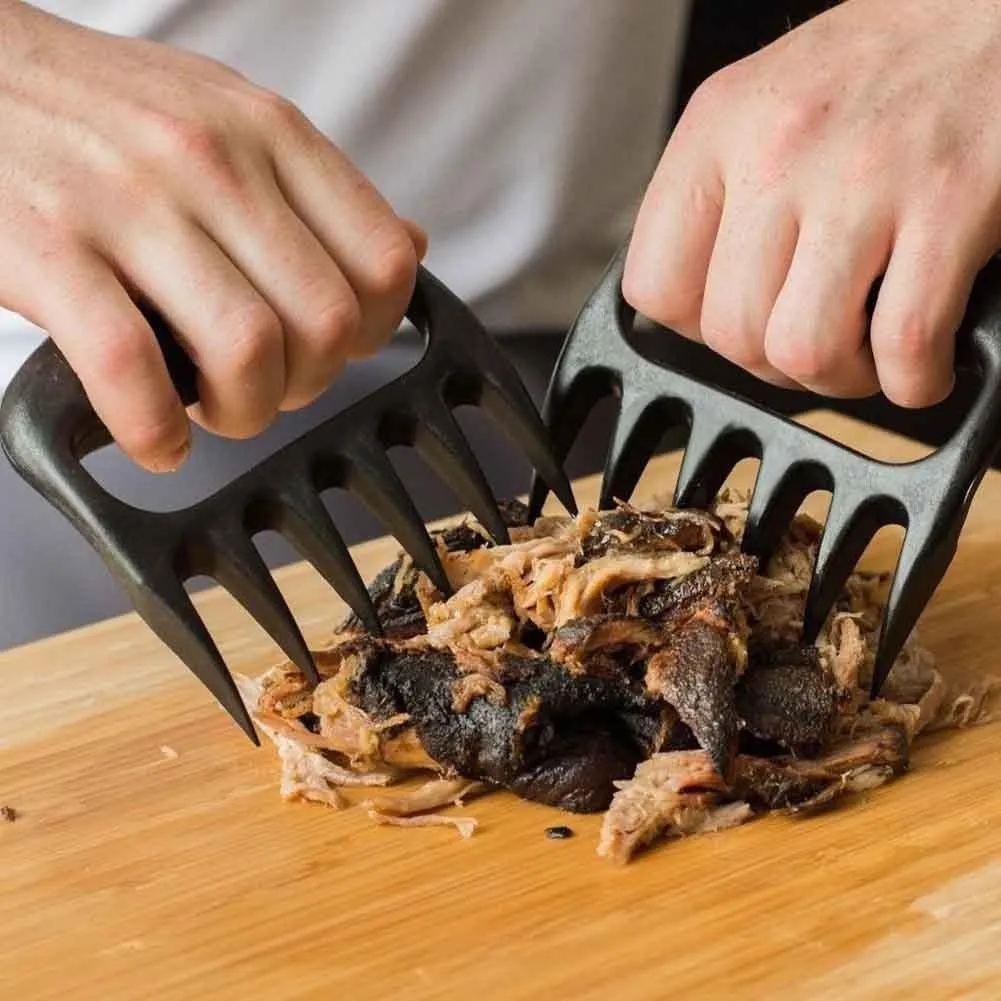 Tailbox Set of 2 Bear Claws BBQ Meat Handler Forks - Pulled Pork Shredder Claws for Carving and Shredding Meat (Black)