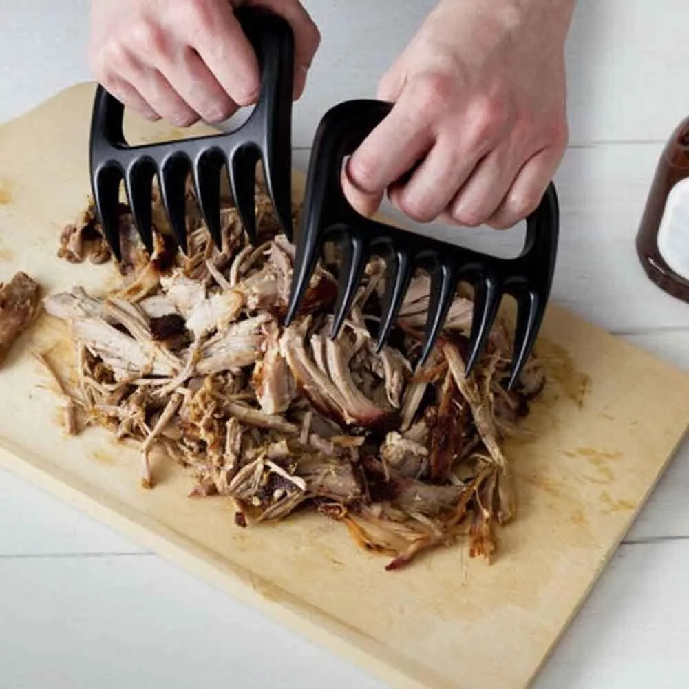 Tailbox Set of 2 Bear Claws BBQ Meat Handler Forks - Pulled Pork Shredder Claws for Carving and Shredding Meat (Black)