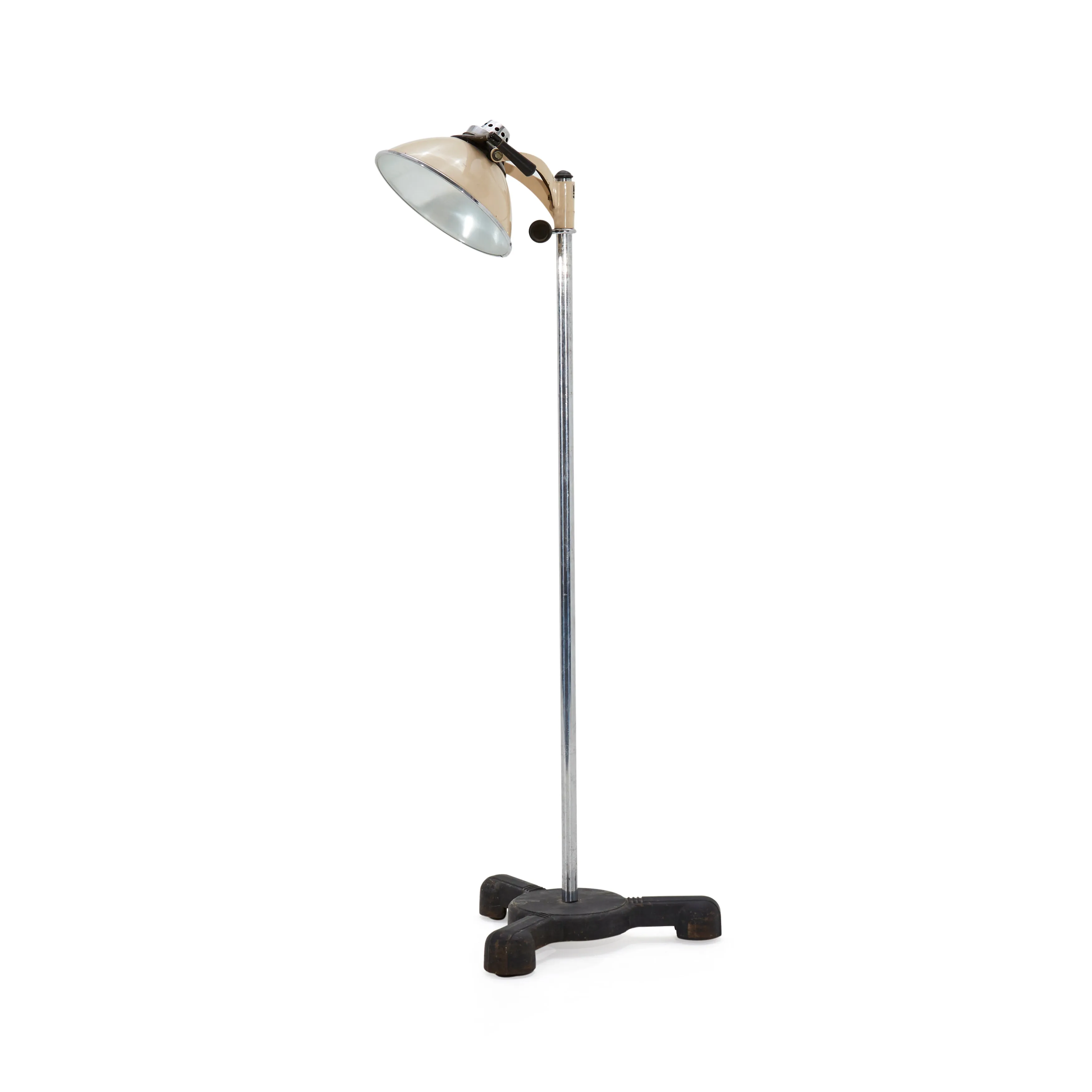 Tan Metal Industrial Spot Light Floor Lamp