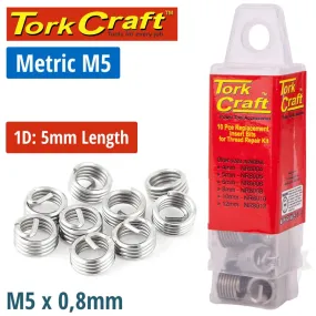 Tork Craft Thread Repair Kit M5 X 1D Replacement Inserts 10Pce