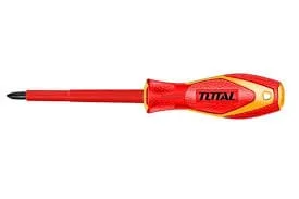 Total Insulated Phillips Screw Driver, VDE Certified, PH2 ×100mm, 1000V,  Chrome Vanadium (Cr-V),  High Durability. Ideal for Electrical Work, Repairs and DIY Projects - THTISPH2100