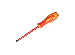 Total Insulated Phillips Screw Driver, VDE Certified, PH2 ×100mm, 1000V,  Chrome Vanadium (Cr-V),  High Durability. Ideal for Electrical Work, Repairs and DIY Projects - THTISPH2100