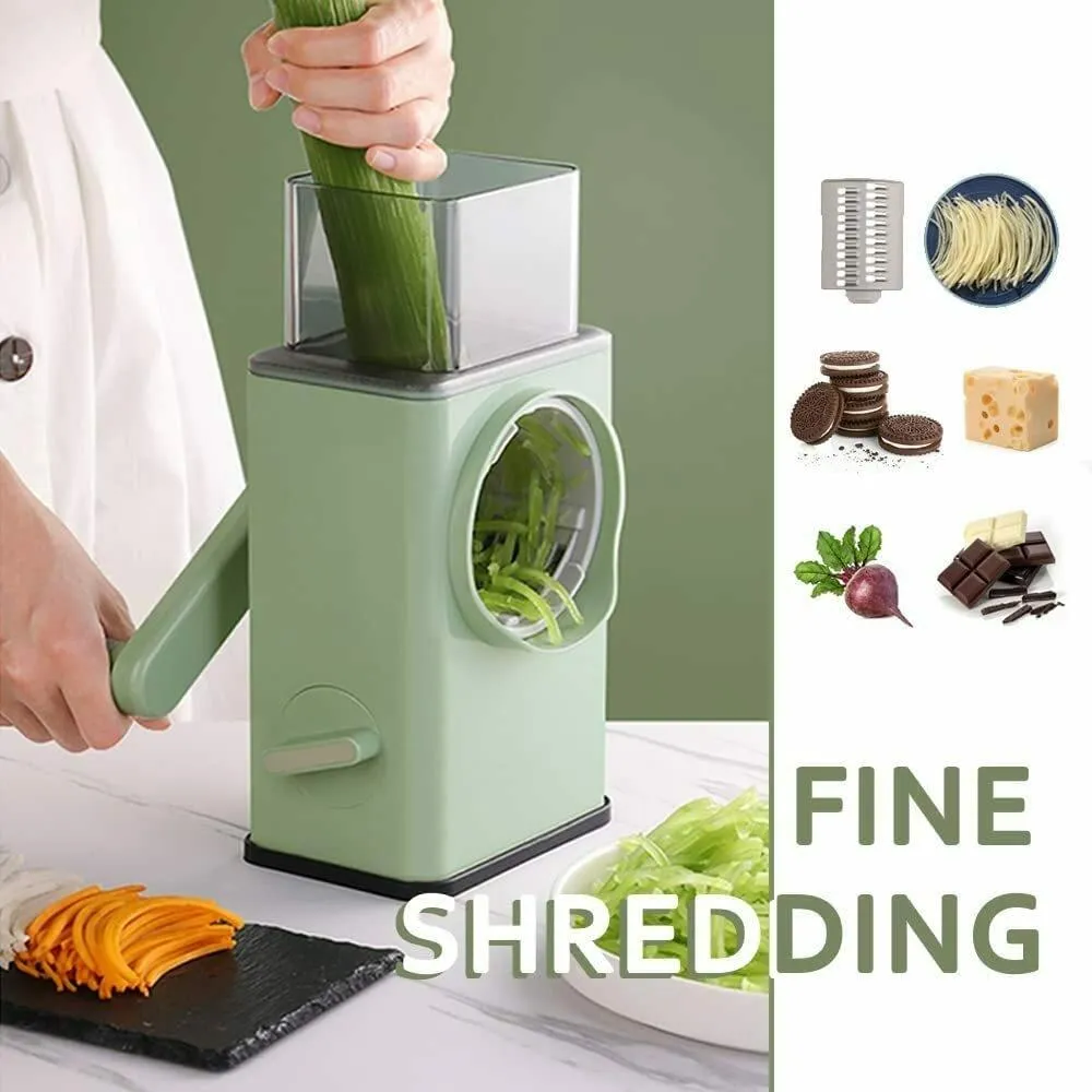 Vegetable Shredder Round Mandolin Slicer, Grater, Shredder Salad Maker - Large Feed Port - Suction Base - Cutter for Vegetable, Fruit, Cookie.