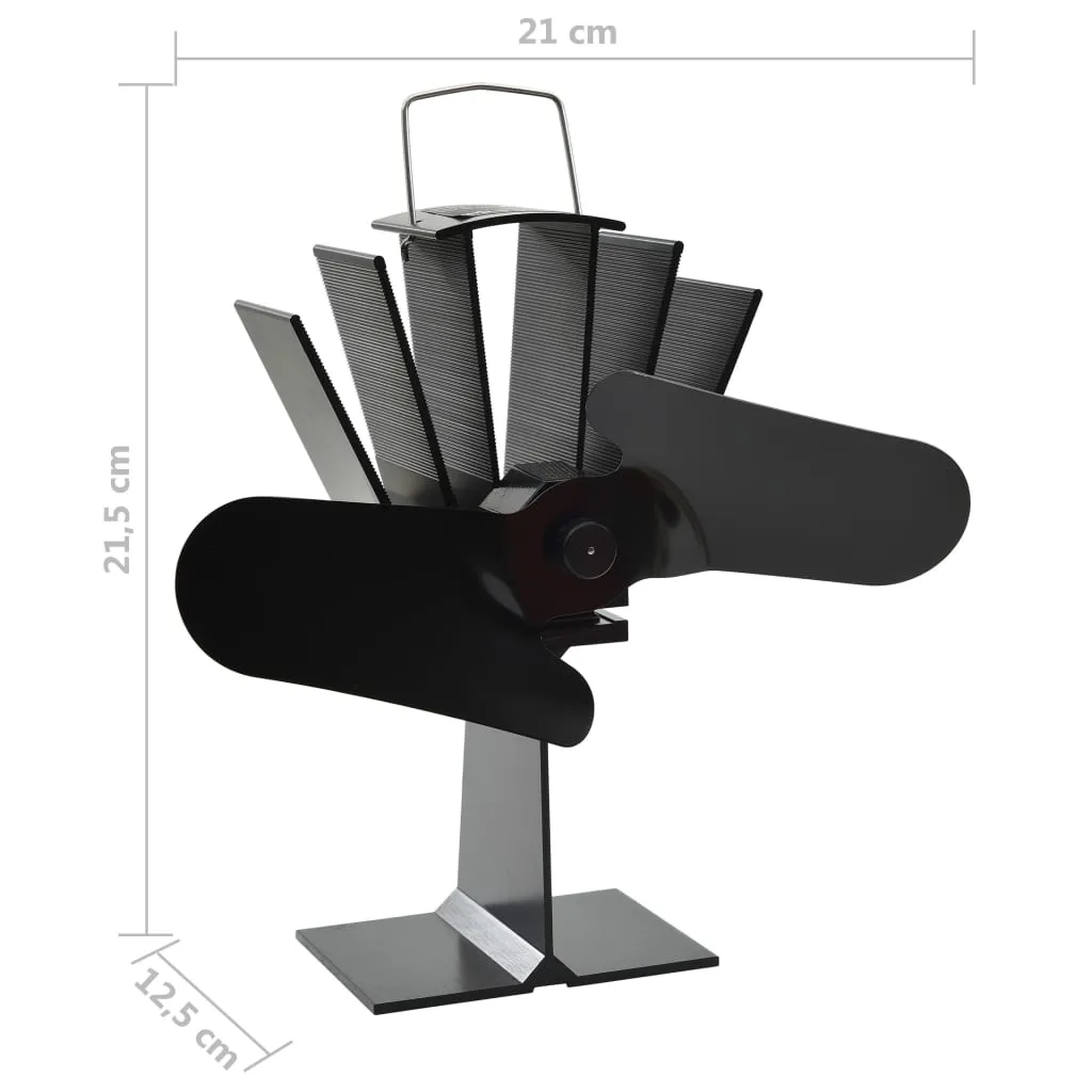 vidaXL Heat Powered Stove Fan 2 Blades Black