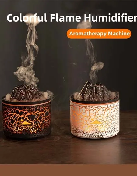 Volcano Flame Ultrasonic Humidifier & Aroma Diffuser for Home Fragrance - Smoking Mist Steamer