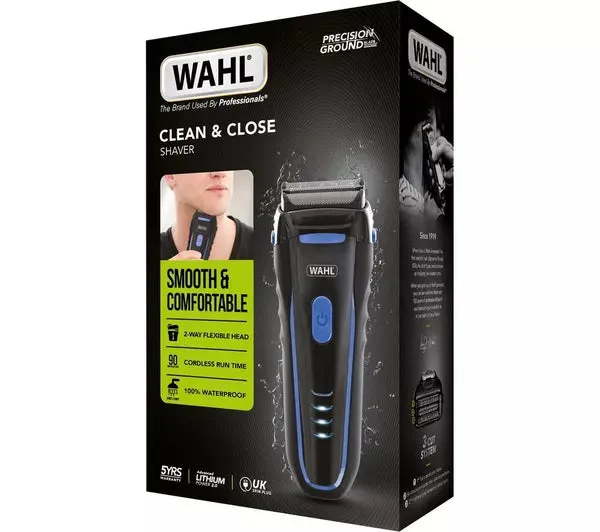 WAHL Clean & Close Wet & Dry Stubble Foil Shaver Black & Blue