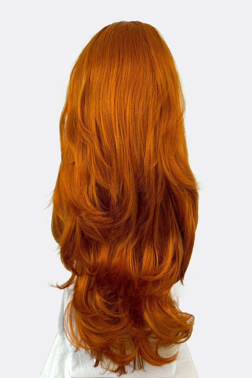 Wavy ginger half wig hairpiece extension (3/4 wig): Eris